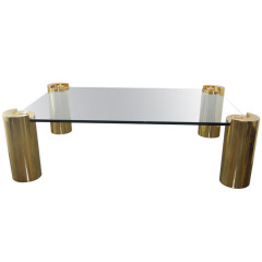 KARL SPRINGER COFFEE TABLE IN BRASS AND GLASS